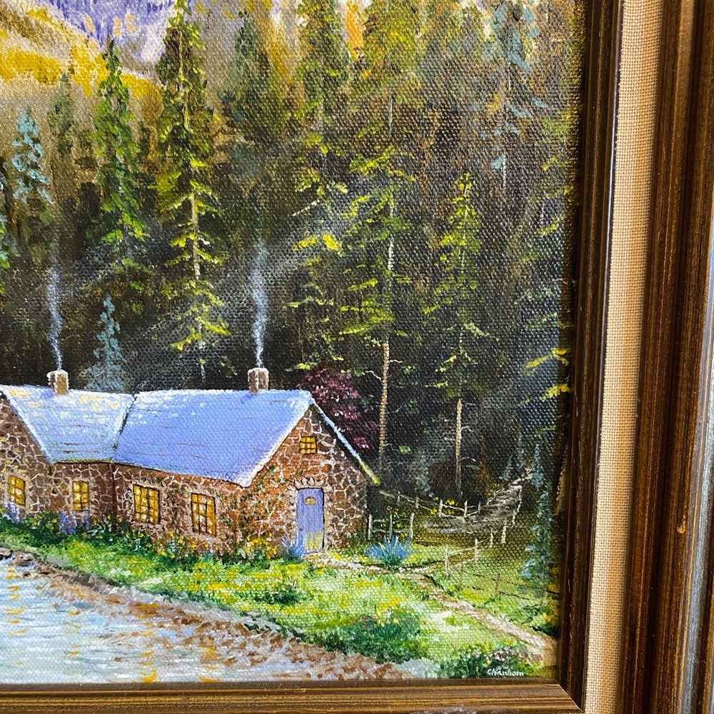 Rustic Cabin in Forest Landscape oil Painting - Picture 2 of 5
